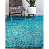 Kashish Rugs Shaggy Rug Handmade Microfiber Cozy Super Soft & Plush Fluffy Shaggy Carpets With 2 Inch Thickness 12 X 18 Feet-Turquoise