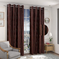 Fresh From Loom Curtains For Door 7 Feet Long | Door Window Curtain | Premium Polyester Punch Parda | Latest Modern Parde For Living Room Bedroom | Home Screens | Eyelet Ring (Coffee, 2Pc)(Eyelet;Blackout;Cordless;Lined)