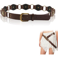Palay Waist Belt For Women Girls Vintage Concho Buckle Pu Leather Belt Adjustable Western Punk Belts Stylish Cowgirls Y2K Accessories Belt For Women Dresses, Jeans, Skirts