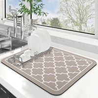 Homecloud Dish Drying Mat For Kitchen Counter Hide Stain Super Absorbent, Non-Slip, Heat-Resistant, Great For Dishes, Rack Pad, Kitchen Counter, Coffee Maker, Coffee Bar Items (40X50Cm, Beige)