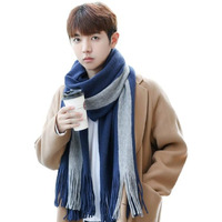 Alexvyan Fashions Two Color Extra Soft Microfibre Cashmere Knitted Mufflers Cum Scarves Cum Stoles Woolen Men And Women Casual Scarf Soft And Warm Muffler (Blue,Grey)