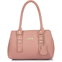 Fostelo Women's Vegan Leather Westside Handbag Shoulder Hobo Bag Ladies Purse (Light Pink) (Large)