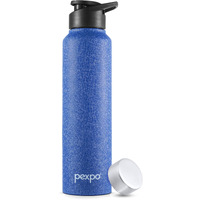 Pexpo Chromo Stainless Steel Sports/Fridge Water Bottle With Sipper & Steel Cap, 1 Litre, Blue | Eco Friendly | Bpa Free | Water Bottle For Office, Gym, School, Yoga, Trekking, Adults & Kids