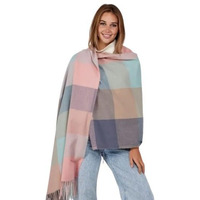 Alexvyan Female Winter Green Multicolor Warm Long Stoles Shawls Long Big Checked Scarves Woolen Women Casual Scarf Soft Wrap For Casual Formal Occassions- 200Cm*70Cm