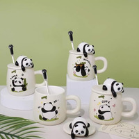Nyrwana Coffee Mug, Gift Items For Women, Birthday Gift For Girlfriend, Mugs For Gift, Unique Gift For Women, Cups And Mugs, Gift For Women Birthday Special, Panda Mug With Lid And Spoon (Assorted)