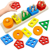 Shinetoy Entertain Kids Wooden Sorting & Stackable Blocks Toys For 1 2 3 Year Old, Montessori Toys For Toddlers, Preschool Educational Color Shape Learning Toy Gift For Kids Girls Boys, 21 Pcs