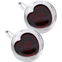 Zroy Enterprise Premium Classic Heart Shaped Pack Of 2Transparent Double Walled Insulated Glass Coffee Mugs Or Tea Cups With Unique Handle (Heart, 2) 250 Ml
