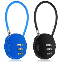Hasthip 2Pcs Luggage Number Lock, Combination Lock Padlock 3 Digit Outdoor Waterproof Padlock For School Gym Locker, Sports Locker, Fence, Toolbox, Gate, Case, Hasp Storage (Black&Blue)