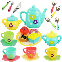 Amitasha Plastic Tea Party Pretend Play Kitchen Utensils Toy Set With Cake Donuts For Kids, Birthday Gift For Girls Plastic Kitchen Set, Tea Cup Set For Girl
