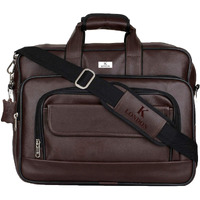 K London Dark Brown Artificial Leather Handmade Men & Women Laptop Bag Cross Over Shoulder Messenger Bag Office Bag (1102_Darkbrn)