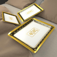Castleite Valencia Series Melamine Trays Set Of 3 With Handles For Serving Snacks Or Tea  A Designer Tray Medley For Home Or Cafe Use (Soriana)