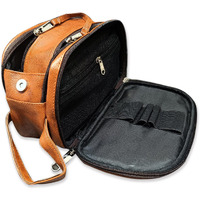 Handcuffs Toiletry Bag For Men & Women | Leather | Waterproof | Travel | Pouch | Toiletries | Shaving Kit | Grooming | Makeup | Cosmetic | Bags (Brown), 16 Cm