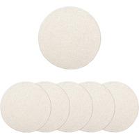 Encasa Xo Dining Table Mats Set Of 6 | Cotton Round Placemat - 33 Cm Diameter | Off White | Handmade Rib Style