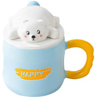 Nyrwana Coffee Mug, Gift Items For Women, Birthday Gift For Girlfriend, Mugs For Gift, Unique Gift For Women, Cups And Mugs, Gift For Women Birthday Special, Bear Mug With Lid And Spoon (Blue)