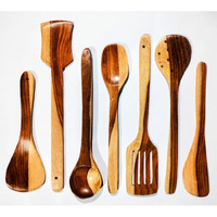 Flavoma Natural Sheesham Wood Spoon Set Of 7 | Handmade Cooking Spoon Set | Wooden For Nonstick Cookware Kitchen Utensils | Kitchen Utensils, Frying Spoon Ladles & Turning Spatula