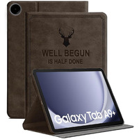 Proelite Cover For Samsung Galaxy Tab A9 Plus 11 Inch Cover Case, Deer Flip Case Cover For Samsung Galaxy Tab A9+ 11 Inch, Coffee