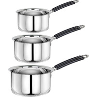 Parage 3 Pieces Stainless Steel Sauce Pan, Tea Pan, Milk Pan Heavy Guage With Heat-Resistant Wire Handle Induction & Gas Stove Friendly (1 Ltr, 1.25 Ltr, 1.75 Ltr, Silver)