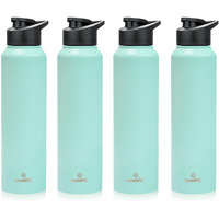 Speedex Stainless Steel Water Bottle 1 Ltr For Kids, Boys, Girls, 1 Litre Bottles For Gym, Sports, Fridge Use, School & Office - 1000Ml, Pastel Green Colour, Set Of 4, Sipper Cap