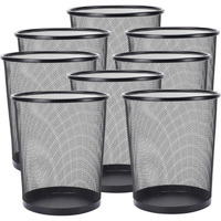 Goodwill Tech Open-Top Cylindrical Metal Mesh Recycling Dustbins- Waste Basket For Home/Office/Coffee Shop/Hotel Non-Toxic - Black (Set Of 8, Medium (13L))