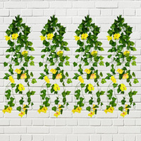 Decorebugs Artificial Flower Plants Leaves Hanging Ivy Garlands Plant Greenery Vine Creeper Home Decor Door Wall Balcony Decoration Party Festival Craft (Pack Of 4)