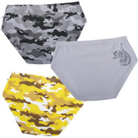 Yougotplanb 100% Cotton Camouflage Sports Brief For Boys | 100% Cotton | Breathable & Stretchable | Soft Elastic | Antibacterial & Antimicrobial| Pack Of 3 Multicolour | 10-12 Years