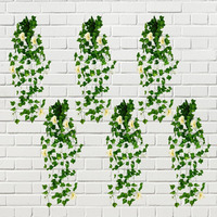 Decorebugs Artificial Flower Plants Leaves Hanging Ivy Garlands Plant Greenery Vine Creeper Home Decor Door Wall Balcony Decoration Party Festival Craft (Pack Of 6)