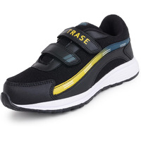 Trase Kids Boys Sports Shoes | Running, Walking, All Day Casual Wear With Hook & Loop Design (Black-Yellow, 12C Uk)