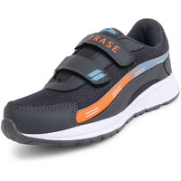 Trase Kids Boys Sports Shoes | Running, Walking, All Day Casual Wear With Hook & Loop Design (Grey-Orange, 12C Uk)