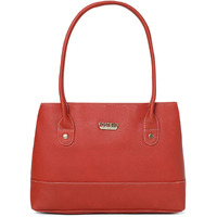 Fostelo Women's Vegan Leather Feathers Handbag Shoulder Hobo Bag Ladies Purse (Red) (Medium)