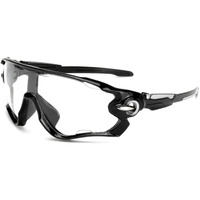 Huvora Uv Protected Sports Mirrored Wraparound Sunglasses For Cycling Cricket Riding Running Men Women Stylish Hydrophobic Lens With Full Coverage Protection Anti Glare Goggles (Clear Black)