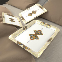 Castleite Valencia Series Melamine Trays Set Of 3 With Handles For Serving Snacks Or Tea  A Designer Tray Medley For Home Or Cafe Use (Beyla)