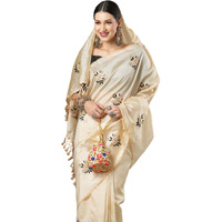 Akhilam Women's Embroidered Silk Blend Banarasi Saree With Unstitched Blouse Piece (Cream_6Kavi602)