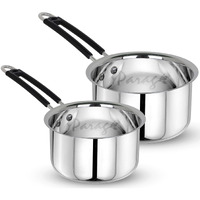 Parage 2 Pieces Stainless Steel Sauce Pan, Tea Pan, Milk Pan Heavy Guage With Heat-Resistant Wire Handle Induction & Gas Stove Friendly (1 Ltr & 1.25 Ltr, Silver)
