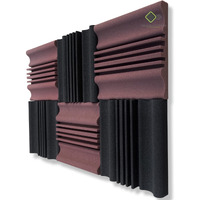 Ygm Acoustic Foams Wave Diffuser Premium Studio Absorption Foam Wall Panel - Pack Of 6, Coffee (Brown)+ Black, 12'' X 12'' X 2'' Broadband Sound Absorber - Periodic Groove Structure