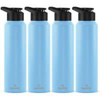 Speedex Stainless Steel Water Bottle 1 Litre, Leakproof Sipper Cap 1 Ltr, Pastel Blue, Bottles 1+ Litre For School, Gym, Office, Boys, Girls, Men, Women, Kids 1Ltr - 1000 Ml - Set Of 4