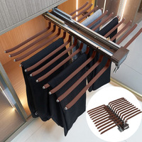 Volo Soft Close Pull Out Pants Rack - 20 Arms Steel Pull Out Pants Hangers Jeans Hangers For Closet - Clothing Closet Storage Bar Pants Slide Out Rack Trousers Rack For Closet, Coffee | Alloy Steel
