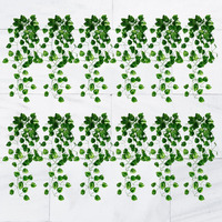 Decorebugs Artificial Plants Leaves Hanging Ivy Garlands Plant Greenery Vine Creeper Home Decor Door Wall Balcony Decoration Party Festival Craft (Pack Of 12)