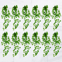 Decorebugs Artificial Plants Leaves Hanging Ivy Garlands Plant Greenery Vine Creeper Home Decor Door Wall Balcony Decoration Party Festival Craft (Pack Of 12)