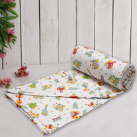 Trance Home Linen Pure Malmal Cotton Multipurpose Baby Dohar | 3-Layered Baby Swaddle | Soft -Lightweight Baby Blanket | Crib Blanket (Age : 0-2 Year - 140Cm X 100 Cm-Alphabets With Dolls)