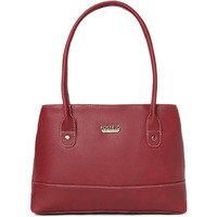 Fostelo Women's Vegan Leather Feathers Handbag Shoulder Hobo Bag Ladies Purse (Maroon) (Medium)