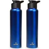 Speedex Stainless Steel Water Bottle 1 Litre, Leakproof Sipper Cap 1 Ltr, Blue, Bottles 1+ Litre For School, Gym, Office, Boys, Girls, Men, Women, Kids 1Ltr - 1000 Ml - Set Of 2
