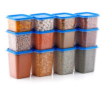 Hindstar Multipurpose Plastic Storage Jars And Kitchen Mate Classic Containers | Bpa-Free, Airtight Kitchen Container Set For Spices, Grains - Transparent (500Ml, 750Ml, 1000Ml, Set Of 12)