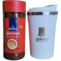 Continental Coffee Speciale Instant Coffee 100Gm Jar + Temperature Display Coffee Mug 450Ml Combo|100% Pure Coffee Powder|Travel Mug|Hot & Cold Flask |