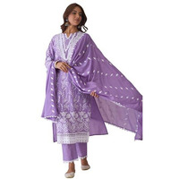 Indo Era Women's Embroidered Pure Cotton Kurta & Pant With Dupatta Set (Kh0Pr6073_Xx-Large)