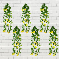 Decorebugs Artificial Flower Plants Leaves Hanging Ivy Garlands Plant Greenery Vine Creeper Home Decor Door Wall Balcony Decoration Party Festival Craft (Pack Of 6)
