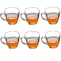 Zroy Enterprise Premium Glass Coffee Mug Tea Cups, Transparent, Glass Cups Set For Coffee, Green Tea, Herbal Tea, Lemon Tea, Milk Cup, Hot/Cold Drinks Cups (Square Cup, 6)