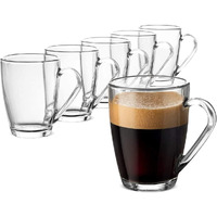 Zroy Enterprise Premium Glass Coffee Mug Tea Cups, Transparent, Glass Cups Set For Coffee, Green Tea, Herbal Tea, Lemon Tea, Milk Cup, Hot/Cold Drinks Cups (Classic Cup, 6)