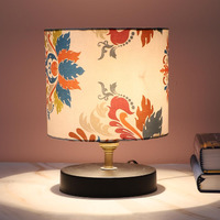 Tu Casa Black Metal Table Lamp For Home Decoration, Bedroom, Living Room, Lounge, Office, Festival Gifting, Study Table (English Oak Print With Satin Shade) H - 9" / No Blub