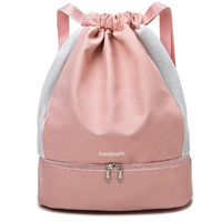 Handcuffs Drawstring Backpack Casual Sports Bag For Men & Women Swimming Pool Hiking Beach Gym Backpacks Bag (Peach)