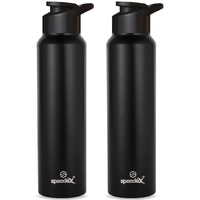 Speedex Stainless Steel Water Bottle 1 Litre, Leakproof Sipper Cap 1 Ltr, Black, Bottles 1+ Litre For School, Gym, Office, Boys, Girls, Men, Women, Kids 1Ltr - 1000 Ml - Set Of 2
